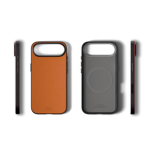 Image of DailyObjects Leatherite Case for iPhone Air Compatible with MagSafe Wireless Charging | Tan-Grey Hybrid Magnetic Back Cover