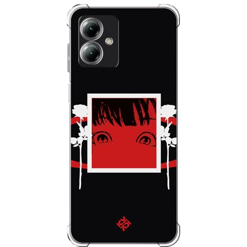Movilshop Funda Antigolpes para Motorola Moto G14 Dibujos Frikis [ Mirada Anime, Manga Rojo Intenso ] Esquina Reforzada Silicona 1.5mm de Grosor Flexible Transparente Bumper Gel TPU