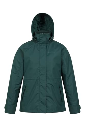 Mountain Warehouse Fell 3-in-1 Damen-Jacke - atmungsaktive, lange, wasserdichte, warm gefütterte Winterjacke für Damen mit Kapuze für Outdoor-Aktivitäten, Fleecejacke Dunkel Grün Damengröße EU 40