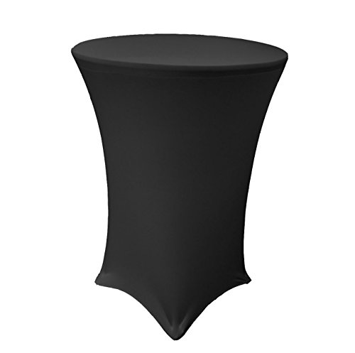 Lowpricenice 36 Inch Linen Spandex Fitted Stretchable Round Tablecloth for Cocktail Table, 36 By 42 Inch, Black