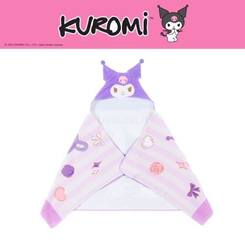 Image of Sanrio Kuromi Kids Super Soft Bath /Pool /Beach Soft Cotton Terry Hooded Towel Wrap, 24 in x 50 in, (Officially Licensed Product) by Franco