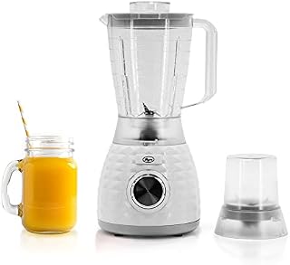 NYRA 2 in 1 Jug Blender With 1.5L Plastic Jar, 2 Speed with Plus Pulse Control, Smoothie Kitchen Blender, Coffee/Spice Grinder, Liquidiser 400W (White)