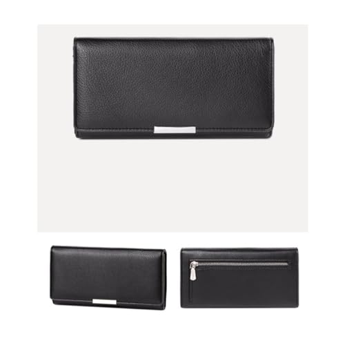 Business Wallet Card Cases Money Clips Women's Cowhide Long Wallets Genuine Leather Blocking Wallet Purse (Purple)3