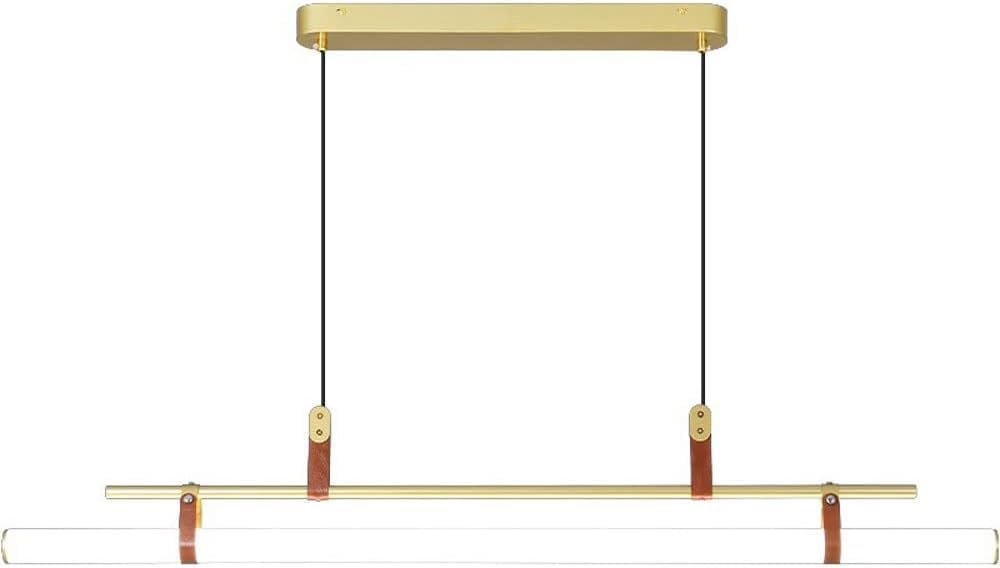 Liniowa lampa wisząca LED 80 cm, kompatybilna ze stołem jadalnym, nowoczesna, minimalistyczna czarna skórzana tuba, styl industrialny, oświetlenie LED