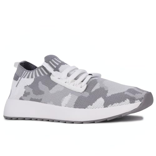 Nautica Women Fashion Sneaker Lace-Up Jogger Running Shoe-Zyla-Light Grey Camo