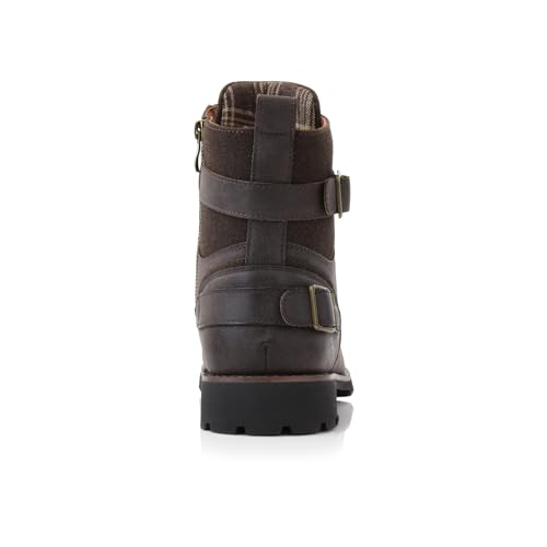 Image of Polar Fox Men's Military Style Combat Boot Collection | Men's Cap Toe Ankle Boots with Lace-Up & Side Zipper