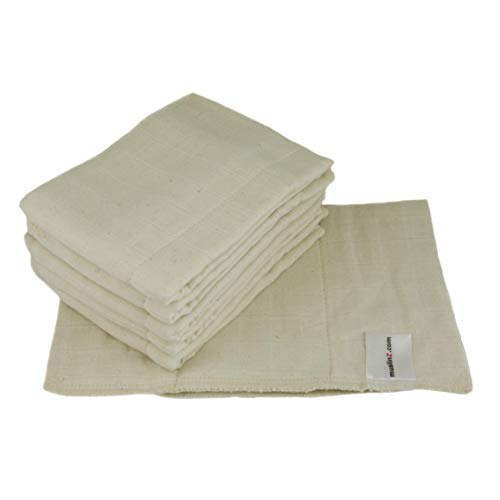 MuslinZ 6 Pack Prefold Unbleached Organic Cotton Muslin Clot