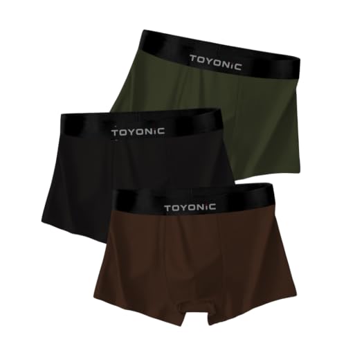Image of Men's Extra Thin Ice Silk Boxer Briefs (Pack of 3) | Long Leg Elastic Underwear | Breathable & Lightweight Smooth Fabric Trunks
