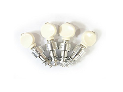 Ukulele Lite Planetary Tuning Pegs Tuner with Plastic Button. Only 14g Each Peg, Gear Ratio 1:4 (128C/White Button)