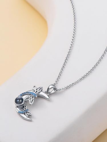 Dorunmo Mother's Day Gifts Personalized Photo Projection Necklace Sterling Silver Heart/Celtic Knot/Infinity/Butterfly/Dragonfly/Sunflower Pendant Necklace Jewelry Romantic Gifts for Women4