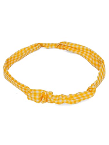 Image of FABRIC FITOOR Kids Cotton's Yellow Colour Checks Print Top & Palazzo Set /Co-ord Set with Hair Band For Girls
