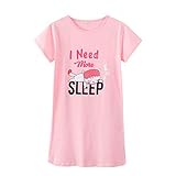 CYCHELRY Teen Girls Nightgowns-Loose Short Sleeve Sleepwear Cute Bear Nightdress Tween Pajamas Size 12-16 (16, Pink(Cat))