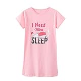 CYCHELRY Teen Girls Nightgowns-Loose Short Sleeve Sleepwear Cute Bear Nightdress Tween Pajamas Size 12-16 (16, Pink(Cat))