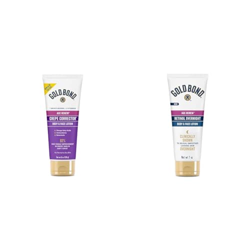 Gold Bond Age Renew Crepe Corrector Body Lotion, Replenishing & Smoothing Formula, 8 oz. & Age Renew Retinol Overnight Body & Face Lotion, With Retinol & Peptide Complex, 7 oz. - image 1