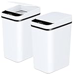 Bathroom Trash Cans with Lid 2 Pack 2.2 Gallon Touchless Automatic Motion Sensor Small Slim Garbage Can, Smart Electric Narrow Garbage Bin for Bedroom Office Kitchen (White)