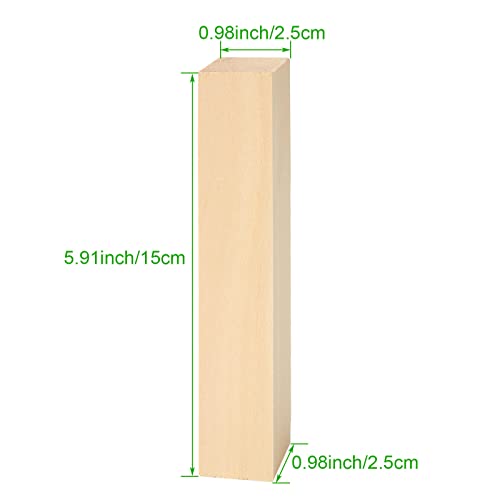 40PCS Basswood Carving Blocks, 6x1x1 inch Unfinished Wood Blocks for Crafts, Unfinished Wood Squares Wooden Blocks for Arts and Crafts