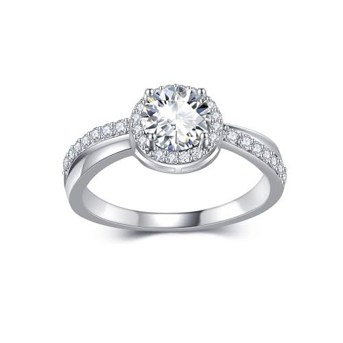 Bague en moissanite de couleur D pureté VVS1 en argent précieux 925