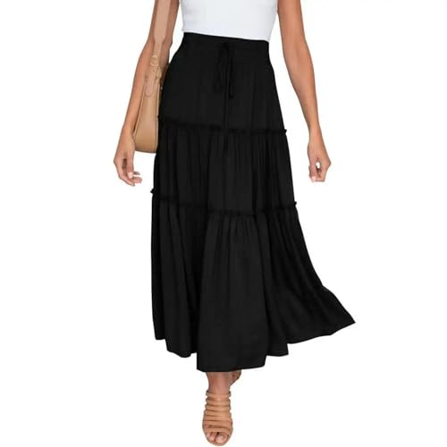 Jupe longue plissée haut de gamme à taille haute et volume patchwork gâteau m - 5