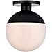 Living District Eclipse 1 Light Black Flush Mount with Frosted White Glass