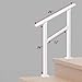 Hand Rails for Outdoor Steps,2 Step Stair Handrail & Indoor Stair Railing Kit，White Railings for Outdoor Steps and Hand Rails for Seniors for Porch（2 Step White）