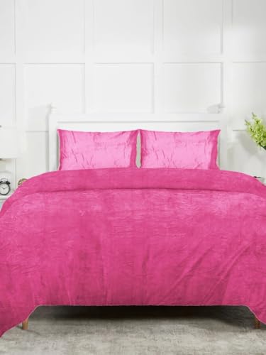 Image of Amazing Super Soft Double Bed Woollen Quilt Cover, 310TC Warm Duvet Cover, Woolen Duvet Cover /Rajai Cover /Blanket Cover /Quilt Cover King Size=90x100 Inches, Winter Blanket Cover (Baby Pink)