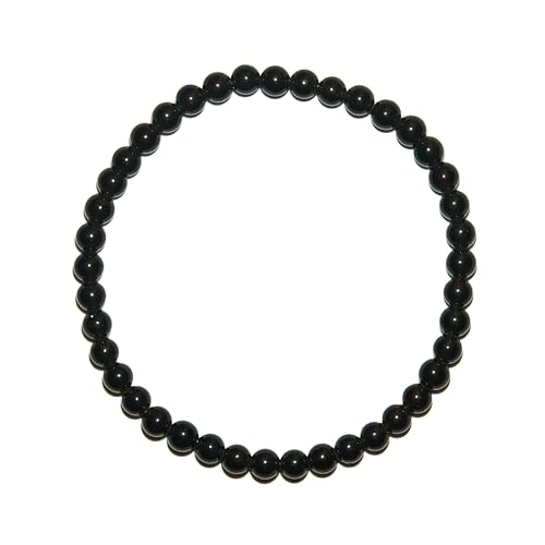 BANANE LAB Black Onyx Beaded Bracelet with Mystery Polished Crystal Pendant - 4mm Real Natural Gemstone Beads for Women Men - Strength Protection Healing Gift for Her him - Fits 6.75 Wrist