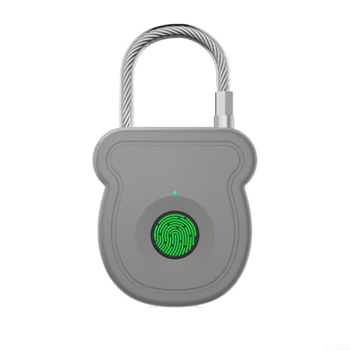 Eawfgtuw Candado de huella dactilar, recargable por USB, entrada sin llave, cerradura de seguridad biométrica para puerta, equipaje, armario, viaje, portátil (gris)