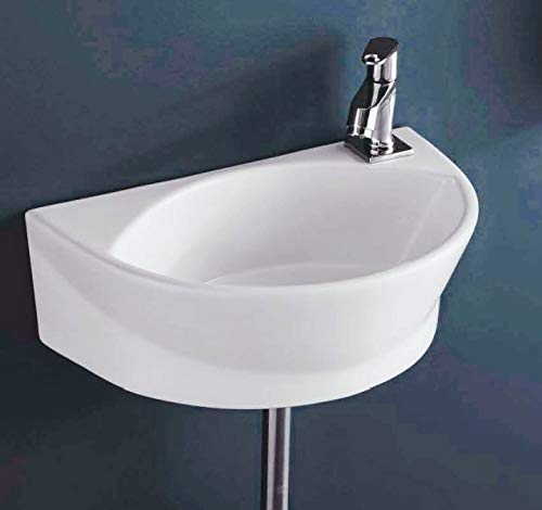 IVOC Latest Ceramic Wash Basin Wall Hung Tabletop Bathroom Sink Wash Basin (17 x 11 x 6 INCH) FLORA 1011