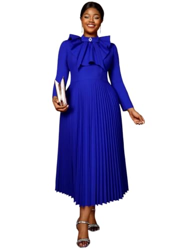 Image of AOMEI Casual Church Dresses for Women 2026 Summer Pleated Short Sleeve Round Neck Dragonfly Spring Maxi Dress
