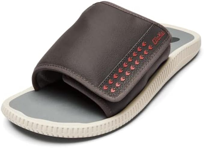 OLUKAI Ulele Olu Men's Slide Sandals, Water Resistant Beach Shoes, Fully Adjustable & Comfort Fit, Wet Grip Rubber Soles