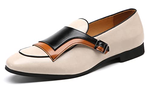 Santimon Mens Monk-Strap Loafers Casual Formal Business Shoes Moccasins Smoking Slipper