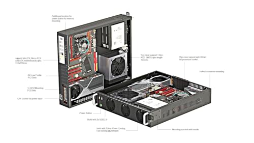 Image of XtremeMiner 2U Rack Mount Server Case for ATX Motherboard and GPU EM-2UATX (with Telescopic Rail kit)