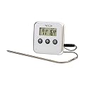 Taylor Programmable Instant Read Wired Probe Digital Meat Food Grill BBQ Cooking Kitchen Thermometer with Alarm, White