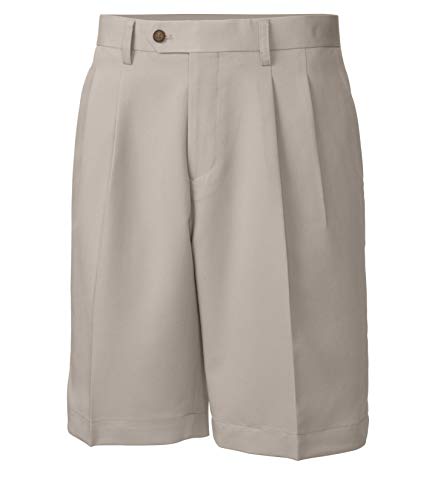Cutter & Buck Men's Big and Tall Twill Microfiber Pleated Short, Oyster - 48 Big
