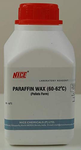 Paraffin Wax 60-62 500 gm (BLOCK FORM, Congealing Point 60 – 62 C, Uses: For raising melting point of ointments. Tack reduction additive. Lubricant and cosmetic aid.)