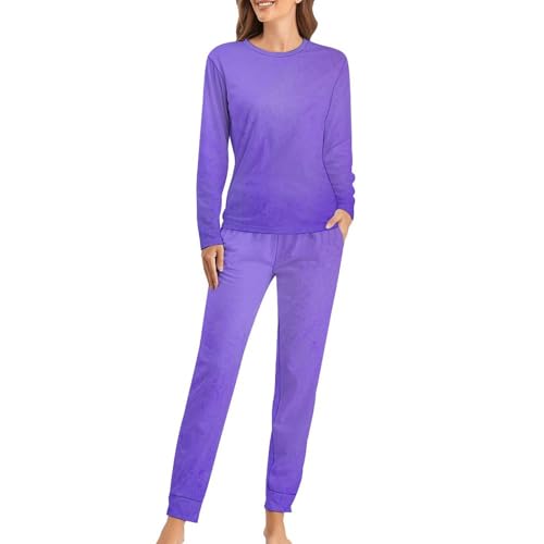 Ensemble pyjama femme pourpre en maille douce haut de gamme