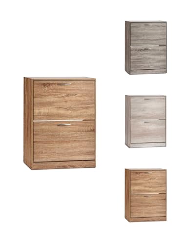 Jardin202 - Zapatero de Madera con Dos Cajones– Armario Almacenamiento Abatible para Recibidor – Mueble Auxiliar | Nogal