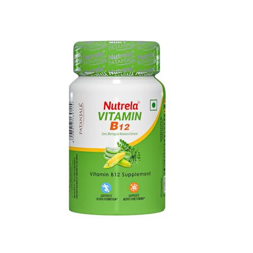 Image of Nutrela Vitamin B12 (30 Capsules) | Natural Supplement with Corn, Moringa & Aloe Vera Extracts | Supports Nerve Health, Blood Formation & Cognitive Function | 100% Vegetarian & Plant-Based (Pack of 5)
