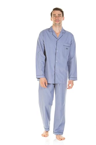 Haigman Classic Men's Marl Effect Easycare Pyjama Set (M, 101-107cm/40-42in, Sky Blue Marl)
