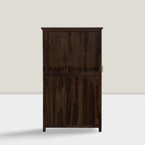 Image of ANGEL FURNITURE Solid Sheesham Wood Bookshelf with Drawer | Large Full-Size Storage Rack | Walnut Finish, Semi-Gloss | 100x40x175 CM