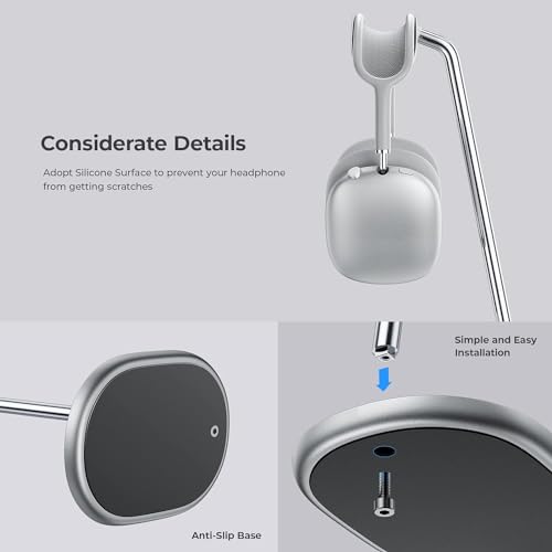 Image of BENKS Headphone Stand, Airpods Max Stand, Desktop Headset Holder, Gaming Headset Accessories, Desk Earphone Stand for AirPods Max, Beats, Bose, Sony, Senheiser (White Headphone Stand)