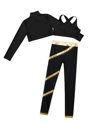 Kids Girls Dance Outfit Sport Tracksuit Gymnastics Crop Tops Shirts and Yoga Leggings Pants Set Gym Activewear4