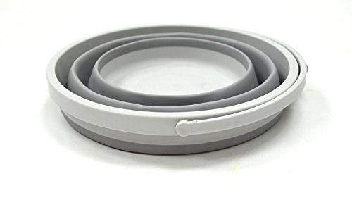 Sammart 7L (1.8 Gallon) Collapsible Plastic Bucket - Foldable Round Tub - Portable Fishing Water Pail - Space Saving Outdoor Waterpot, Size 28Cm Dia (1, Grey) #TOP1