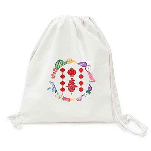 Sac en tissu pliable lanterne rouge avec sangle robuste pour fruits et légumes