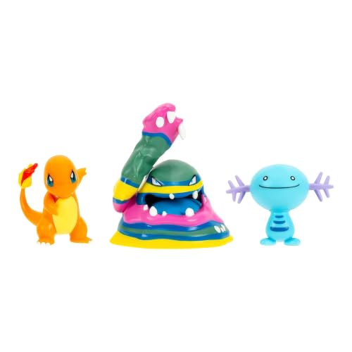 Pokémon Battle Figure 3 Pack - Features 2-Inch Charmander and Wooper Plus 3-Inch Alolan Muk Battle Figures
