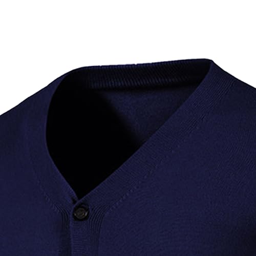 Mens V-Shaped Collar Sweaters Lightweight Soft Ventilation Casual Cardigan Long Sleeves Pockets Knitwear2