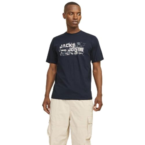 Jack & Jones Jcooutdoor Logo tee SS Crew Neck Sn Camiseta, Azul Marino, M para Hombre