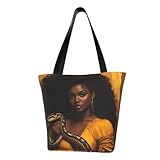 [Kirayume Nexus] 女性 金色の蛇を抱擁 エコバッグ トートショルダーバッグ 大容量 軽量 耐久性 おしゃれ手提げ袋 買い物袋 洗える 厚手 通勤 通学 旅行 多機能