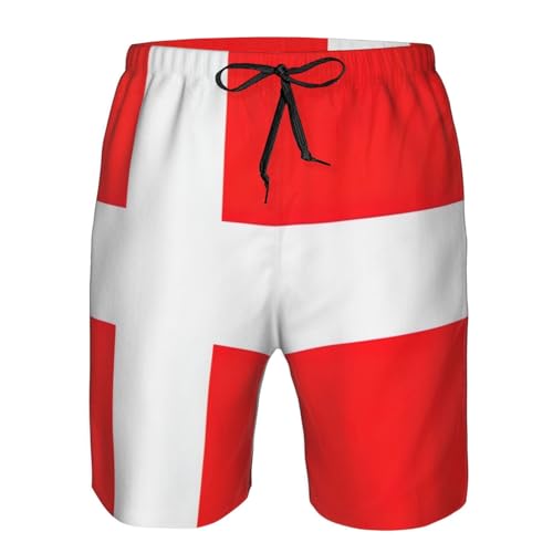 Denmark Danish Flag Print Men's Hawaiian Shorts Beach Shorts Quick Dry Fun Swim Trunks Lining Bathing Suits4