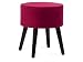 moebel-eins POUFO Hocker mit Stauraum rund Pouf Polsterhocker Sitzhocker Fußhocker Bezug Samt mit schwarz lackierten Massivholzfüßen, weinrot